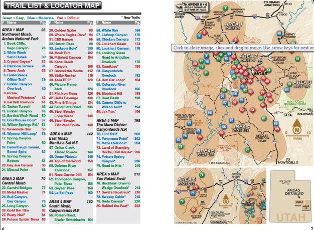 UTV and ATV trail guide map Moab Utah