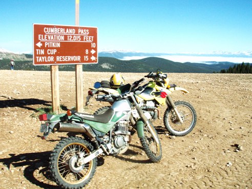 Summit of the Cumberland Pass UTV and Dirt Bike trail in Colorado